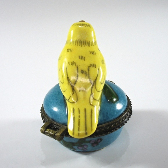 Vintage Enesco, Bird Ring Box, Figural, Ceramic, Yellow, Gift Idea, Collectible - Picture 4 of 10